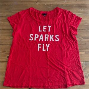 Express women’s red let sparks‎ fly tshirt